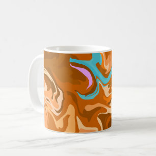 Caneca De Café Abstrato oscila em laranja e azul claro