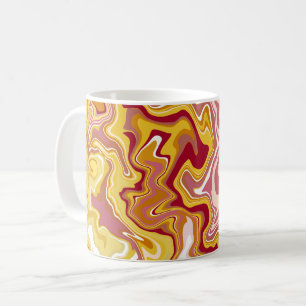 Caneca De Café Abstrato oscila em vermelho, amarelo, rosa e branc