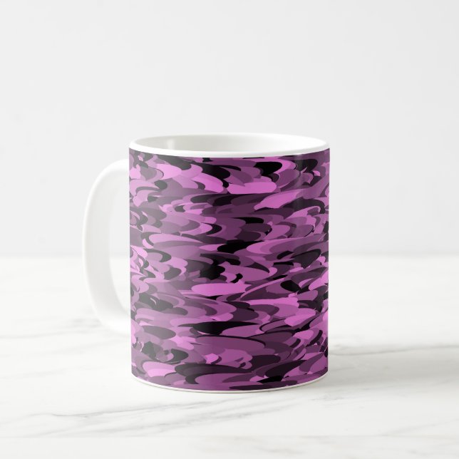 Caneca De Café Abstrato Padrão preto roxo (Frente Esquerda)