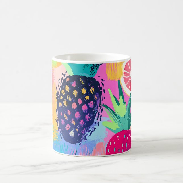 Caneca De Café Abstrato Paradise Tropical Fruta Fiesta (Centro)