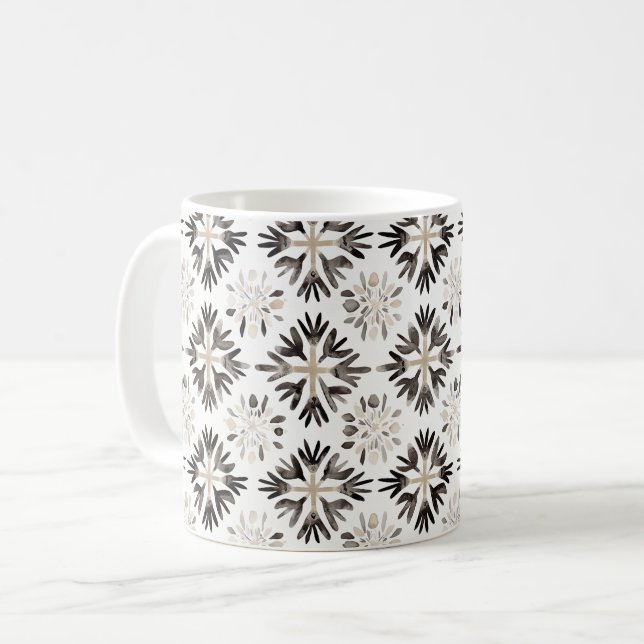 Caneca De Café Abstrato Preto Creme (Frente Esquerda)