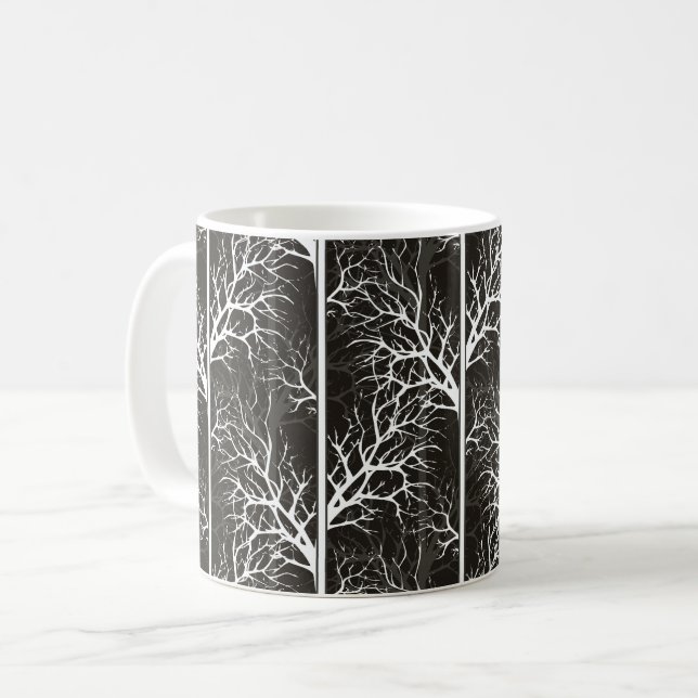 Caneca De Café Abstrato preto e branco (Frente Esquerda)