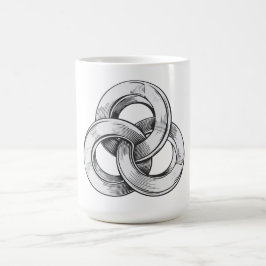 Caneca De Café Abstrato preto e branco de três c interligados