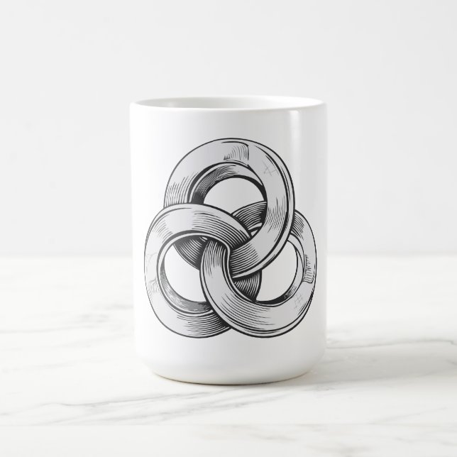 Caneca De Café Abstrato preto e branco de três c interligados (Centro)
