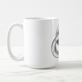 Caneca De Café Abstrato preto e branco de três c interligados