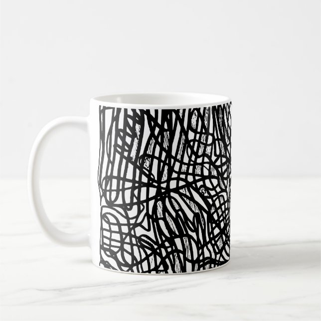 Caneca De Café Abstrato preto e branco - Mug de padrão (Esquerda)
