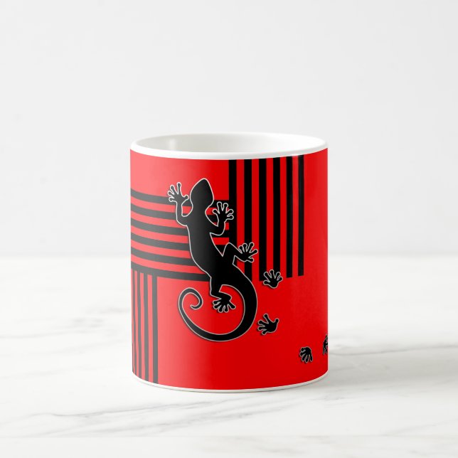 Caneca De Café Abstrato preto & vermelho do geco Running - das (Centro)