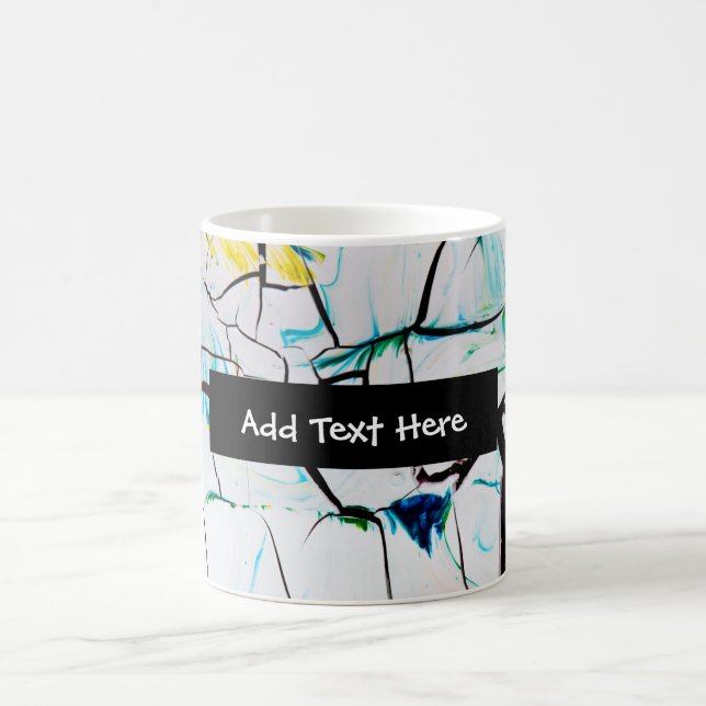 Caneca De Café Abstrato racha em azul verde amarelo (Centro)