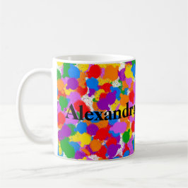 Caneca De Café Abstrato Rainbow Paint Splatter