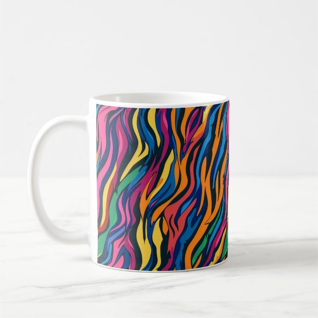 Caneca De Café Abstrato Rainbow Zebra Pattern (Esquerda)