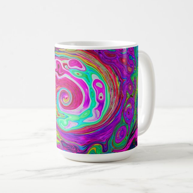Caneca De Café Abstrato Retro Magenta - Rodovalho Arco-Íris Magen (Frente Esquerda)