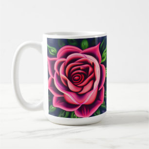 Caneca De Café Abstrato Romântico Rosa Bloom
