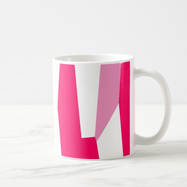 Caneca De Café abstrato rosa e branco (Direita)
