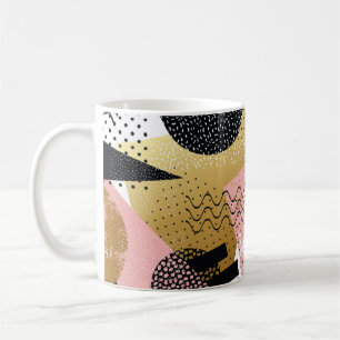 Caneca De Café Abstrato sem costura com folha de ouro rosa preto