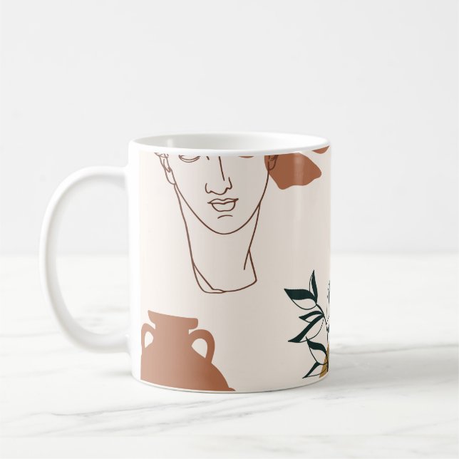 Caneca De Café Abstrato sem costura da cabeça de escultura grega  (Esquerda)