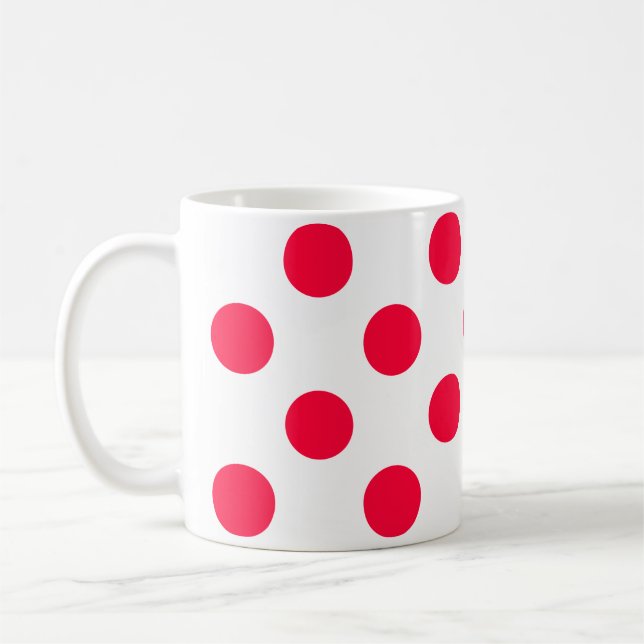 Caneca De Café Abstrato simples na moda vermelho bolinhas branco  (Esquerda)