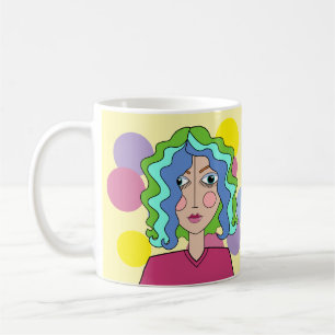 Caneca De Café Abstrato Stylized Face Mug
