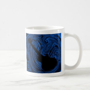 Caneca De Café Abstrato suga guitarra, azul