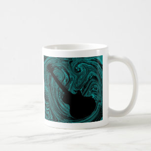 Caneca De Café Abstrato suga guitarra canja, teal