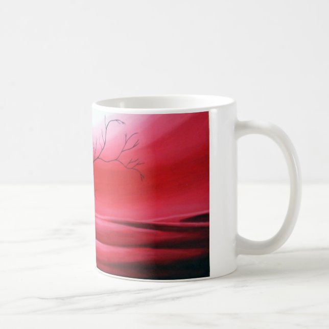 Caneca De Café Abstrato Tree Red Sky (Direita)