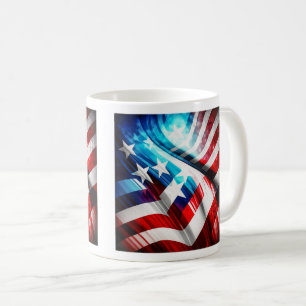 Caneca De Café Abstrato USA Flag Classic Mug, 11 oz