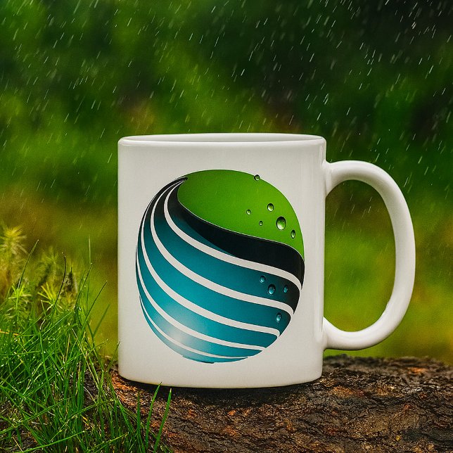 Caneca De Café Abstrato Verde e Azul Globo Moderno Terra (Criador carregado)