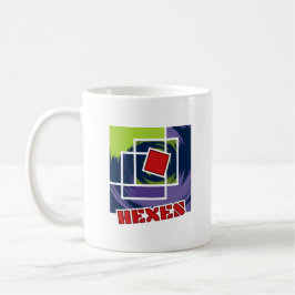 Caneca De Café Abstrato verde e roxo rebelde quadrados com hexos
