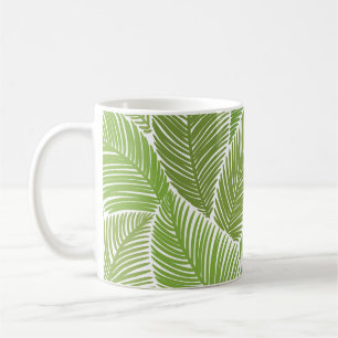 Caneca De Café Abstrato verde floral, fundo sem costura.