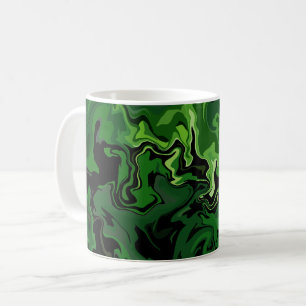 Caneca De Café Abstrato Verde Fluxo Arte