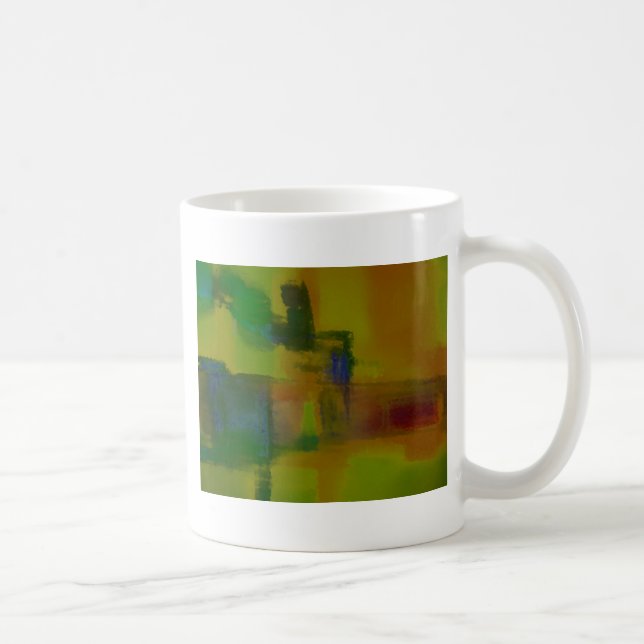 Caneca De Café Abstrato Verde Moderno Amarelo (Direita)