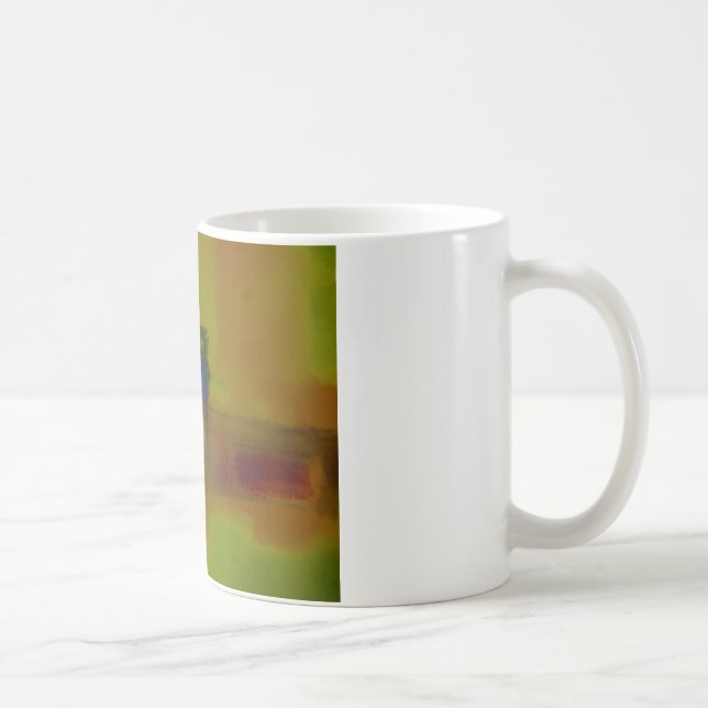 Caneca De Café Abstrato Verde Moderno Amarelo (Direita)