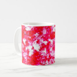 Caneca De Café Abstrato Vermelho e Rosa