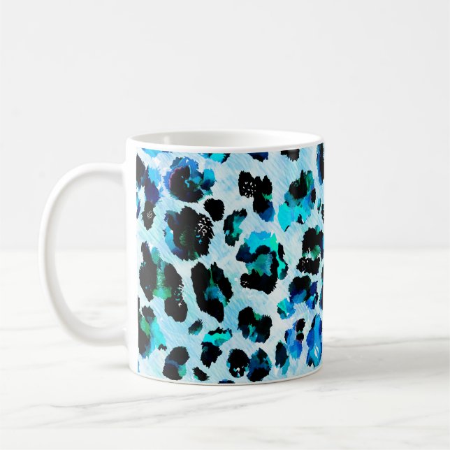 Caneca De Café Abstrato Watercolor Leopard Skin Patterne (Esquerda)
