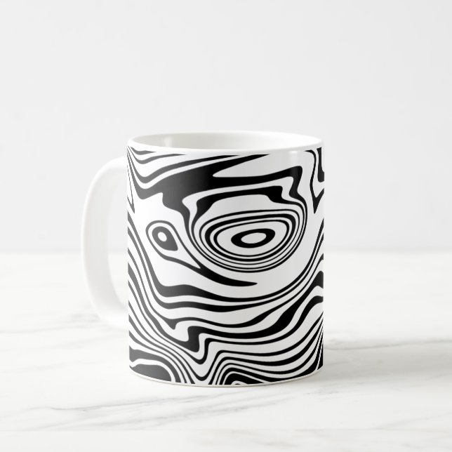 Caneca De Café Abstrato Wavy Strike De Café (Frente Esquerda)