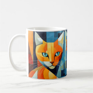 Caneca De Café Abstrato Whiskers: Gato Laranja