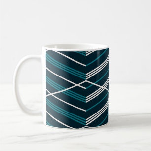 Caneca De Café Abstrato zigzag: elegante vintage geométrico.