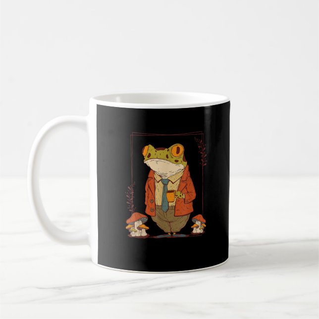 Caneca De Café Academia Estética de Goblincore de Sapo Cogumelo (Esquerda)