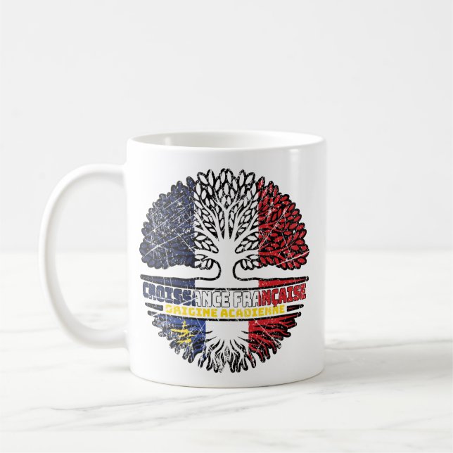 Caneca De Café Acadia Acade French France Bandeira Raízes de Árvo (Esquerda)