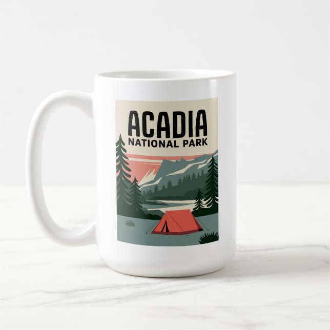 Caneca De Café Acadia National Park Camping Vintage (Esquerda)