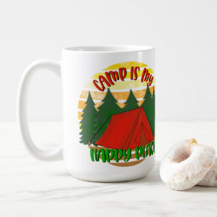 Caneca De Café Acampamento é Meu Lugar Feliz