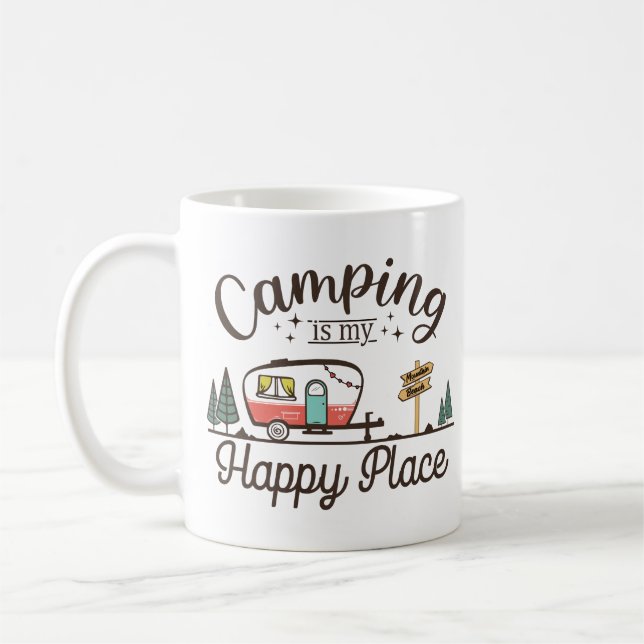 Caneca De Café Acampamento É Meu Lugar Feliz (Esquerda)
