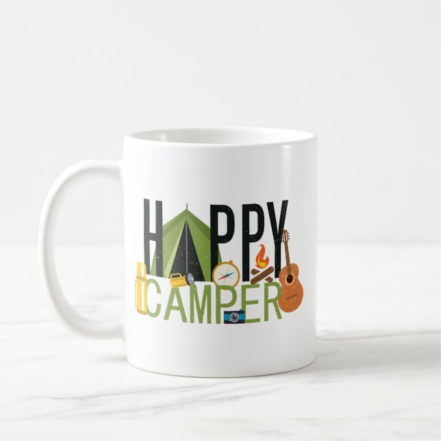 Caneca De Café Acampamento Feliz Camper Tent (Esquerda)