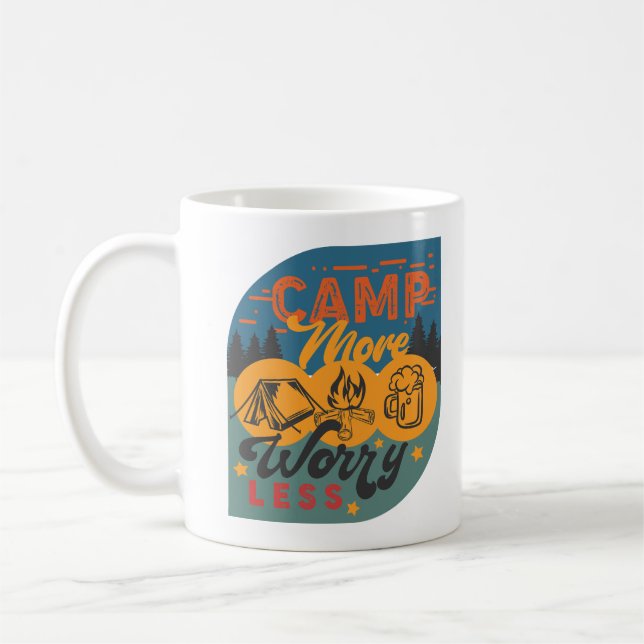 Caneca De Café Acampamento Mais Preocupado Menos (Esquerda)