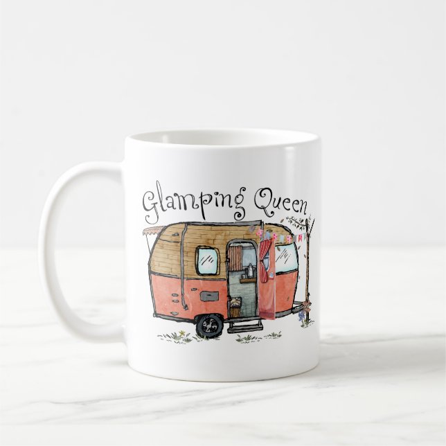 Caneca De Café Acampamento Rainha Funny Vintage (Esquerda)