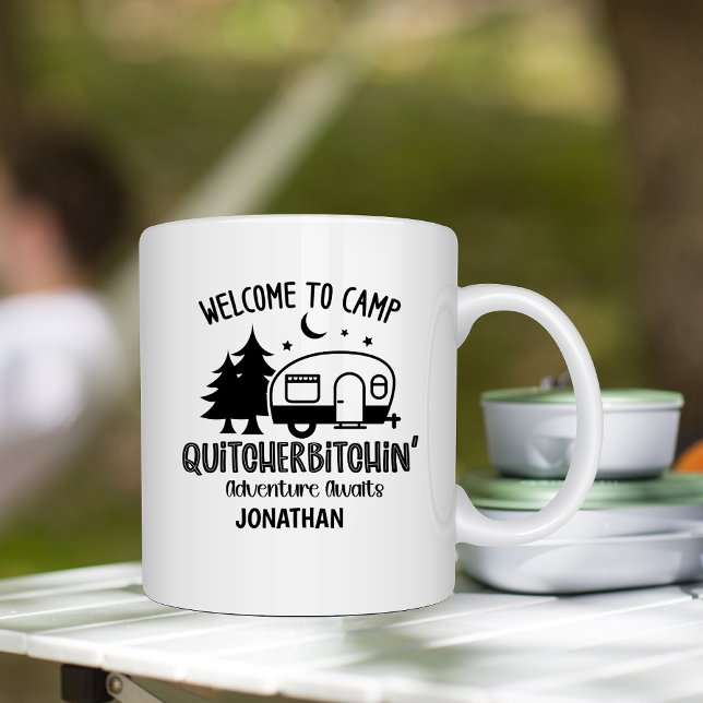 Caneca De Café Acampamento Sarcástico Engraçado Personalizado (Criador carregado)