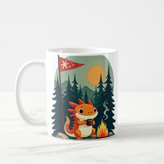 Caneca De Café Acampamento Selvagem Axolotl Retro - Aventura ao A