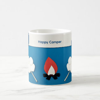 Caneca De Café Acampante Feliz com Texto Personalizado com Fogo e