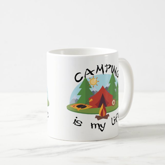 Caneca De Café Acampar é minhas barraca e floresta da vida (Frente Esquerda)
