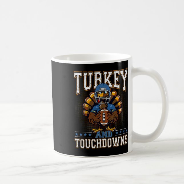 Caneca De Café Ação De Graças À Turquia E Aos Touchdowns De Futeb (Direita)