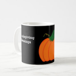 Caneca De Café Ação de Graças Bênçãos Laranja Pumpkin